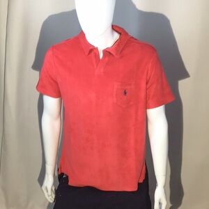NWT Ralph Lauren Polo mens chenille buttonless polo, with pocket.
